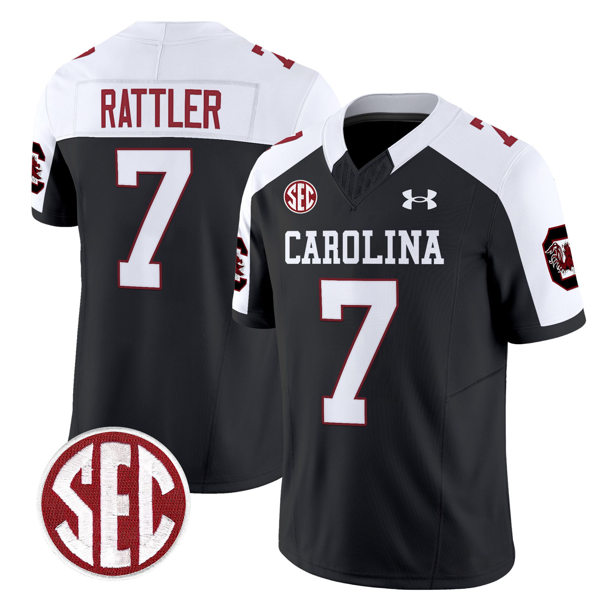 Men South Carolina Gamecocks #7 Rattler Black 1980 Throwback Vapor Limited 2024 NCAA Jersey style 1->ncaa teams->NCAA Jersey